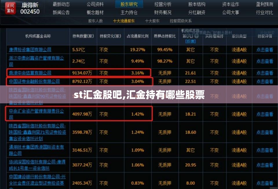 st汇金股吧,汇金持有哪些股票