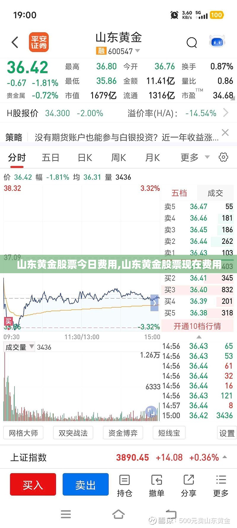山东黄金股票今日费用,山东黄金股票现在费用