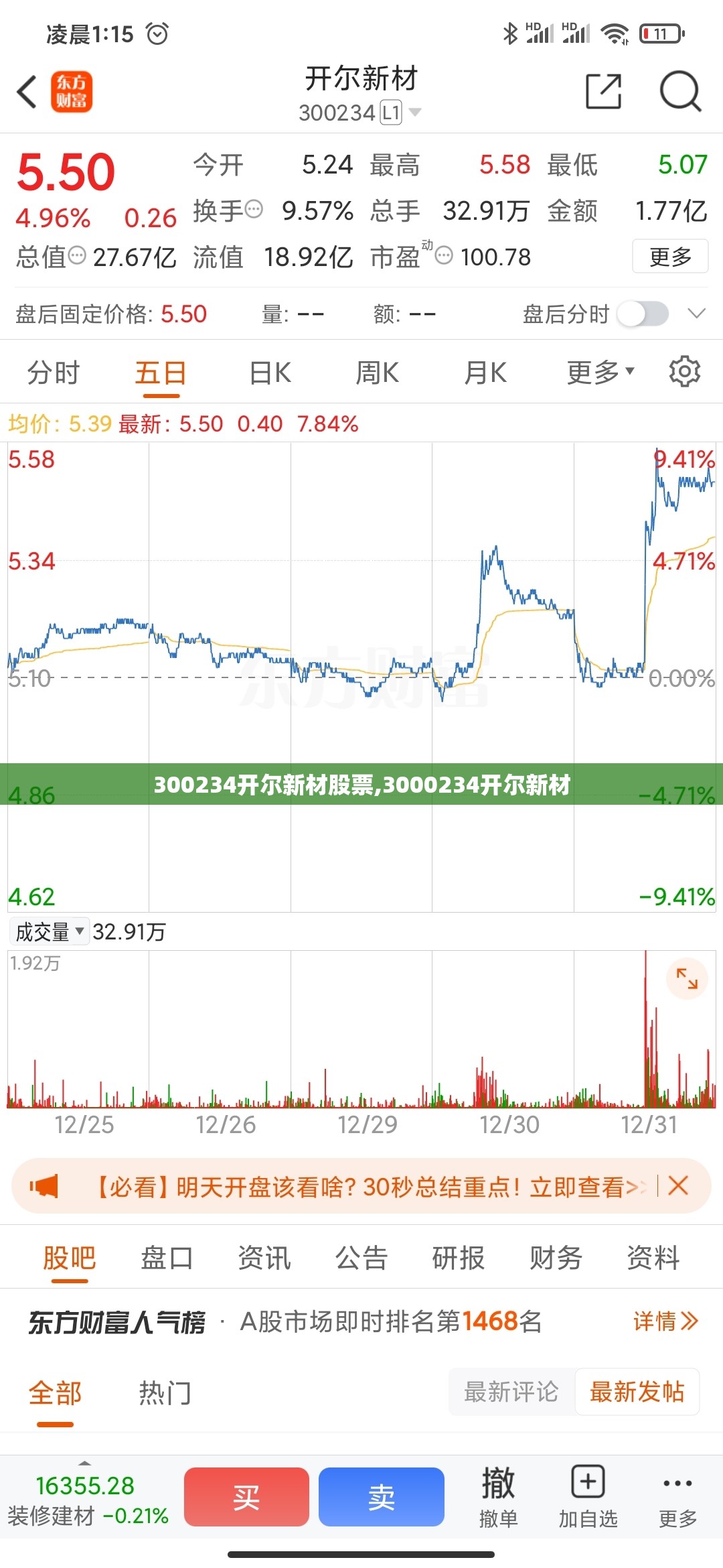 300234开尔新材股票,3000234开尔新材