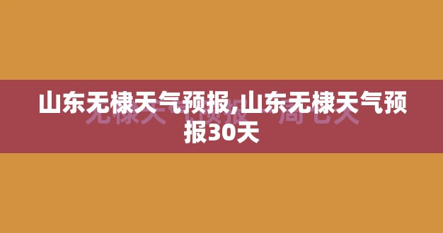 山东无棣天气预报,山东无棣天气预报30天