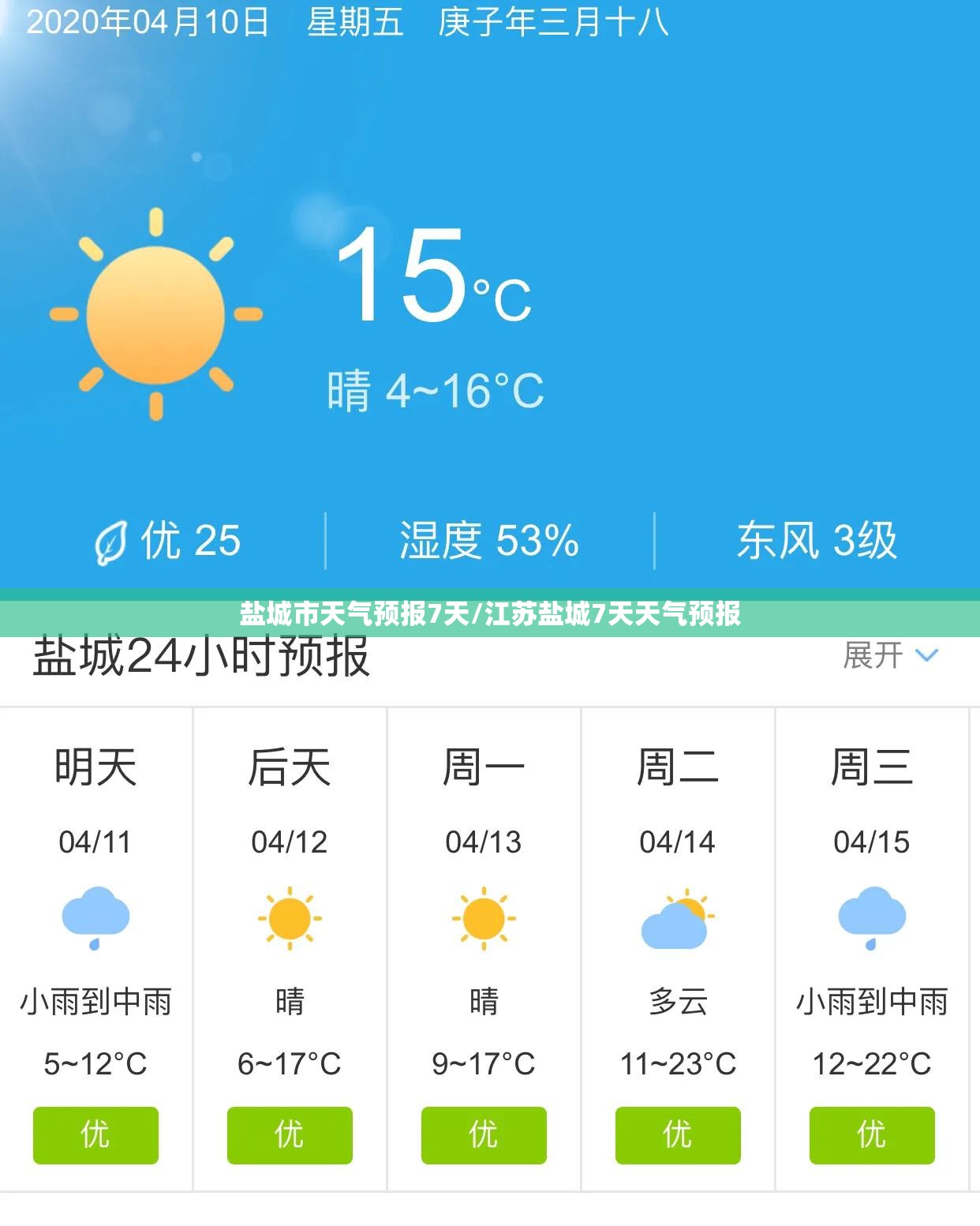 盐城市天气预报7天/江苏盐城7天天气预报