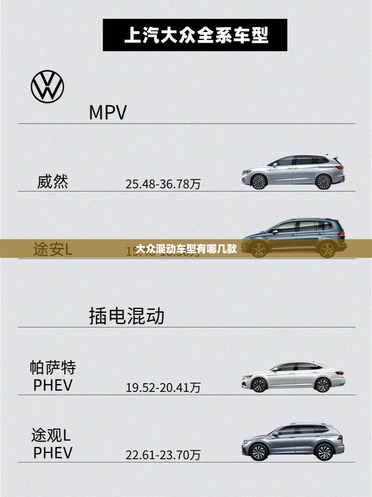 大众混动车型有哪几款