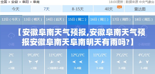 【安徽阜南天气预报,安徽阜南天气预报安徽阜南天阜南明天有雨吗?】