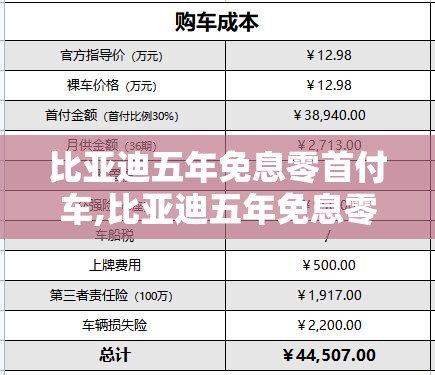 比亚迪五年免息零首付车,比亚迪五年免息零首付车款
