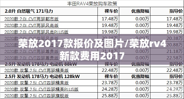 荣放2017款报价及图片/荣放rv4新款费用2017