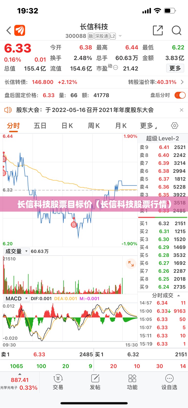 长信科技股票目标价（长信科技股票行情）