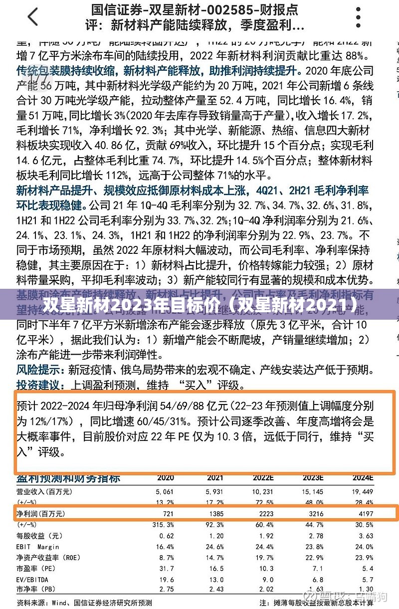 双星新材2023年目标价（双星新材2021）