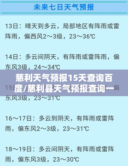 慈利天气预报15天查询百度/慈利县天气预报查询一周15天
