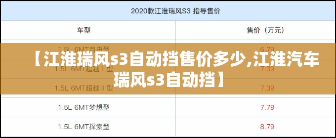 【江淮瑞风s3自动挡售价多少,江淮汽车瑞风s3自动挡】