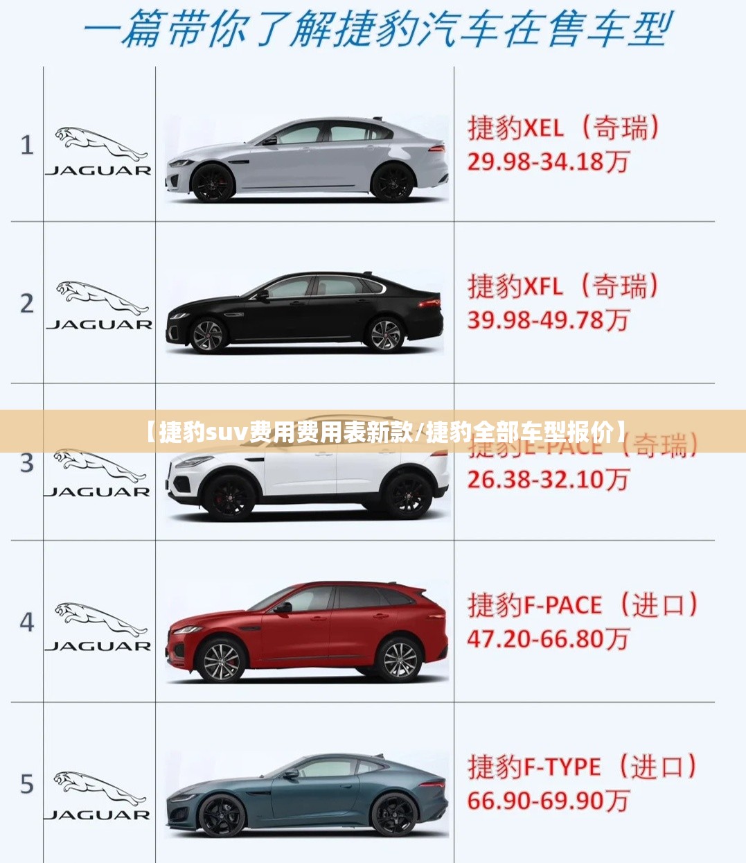 【捷豹suv费用费用表新款/捷豹全部车型报价】