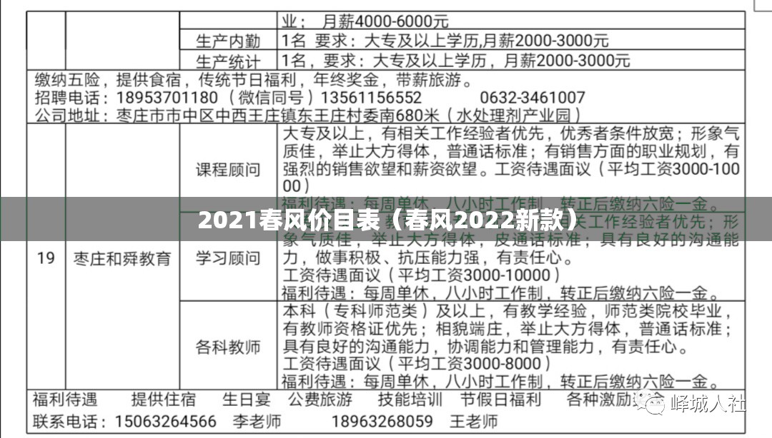 2021春风价目表（春风2022新款）