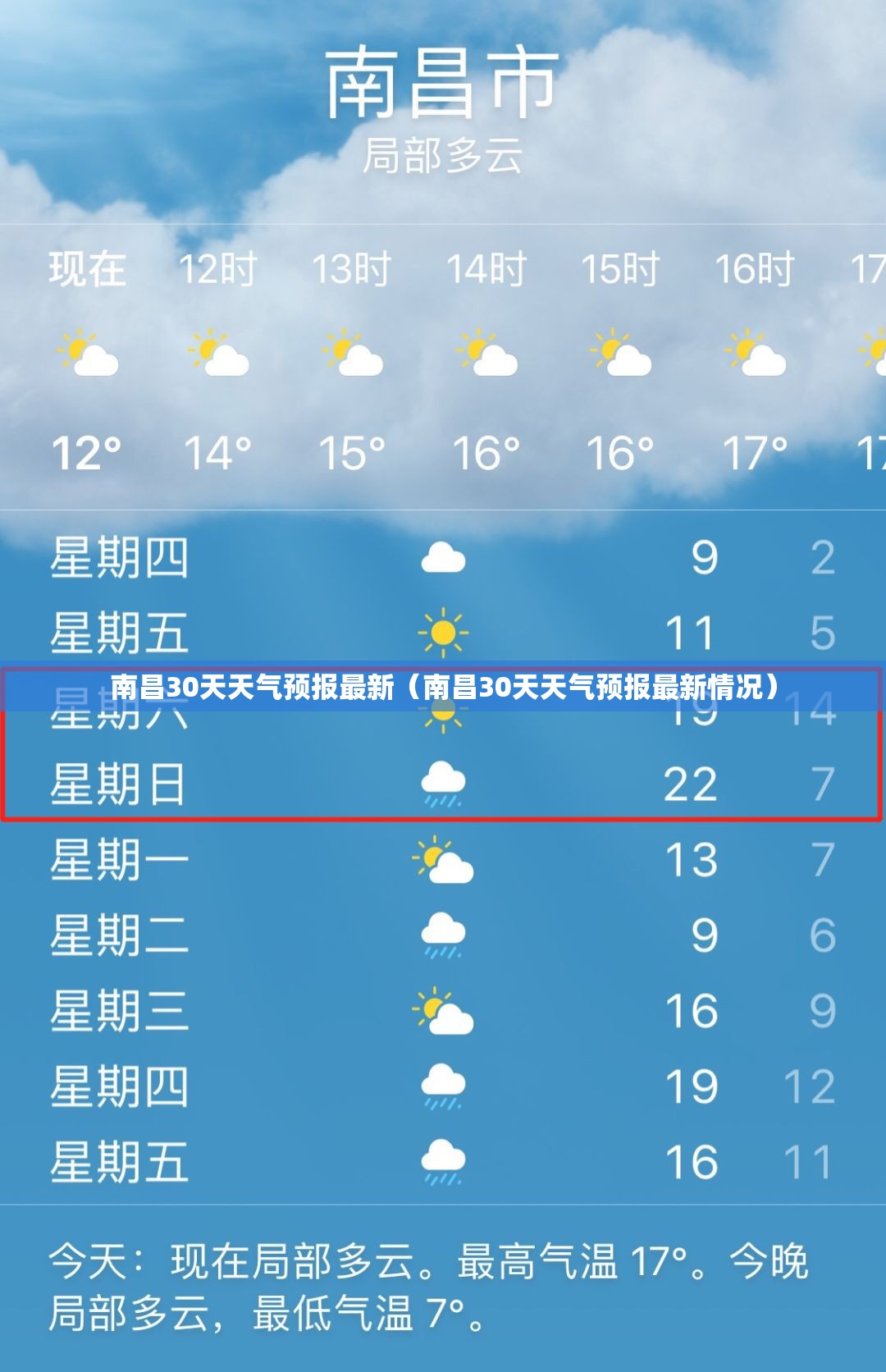 南昌30天天气预报最新（南昌30天天气预报最新情况）