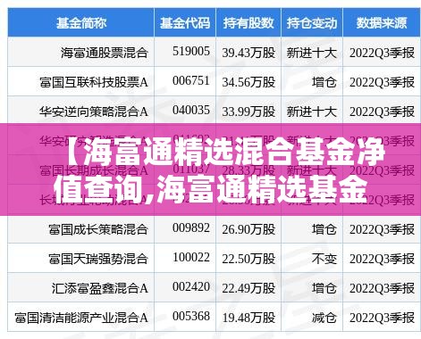 【海富通精选混合基金净值查询,海富通精选基金净值519003】
