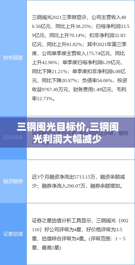三钢闽光目标价,三钢闽光利润大幅减少