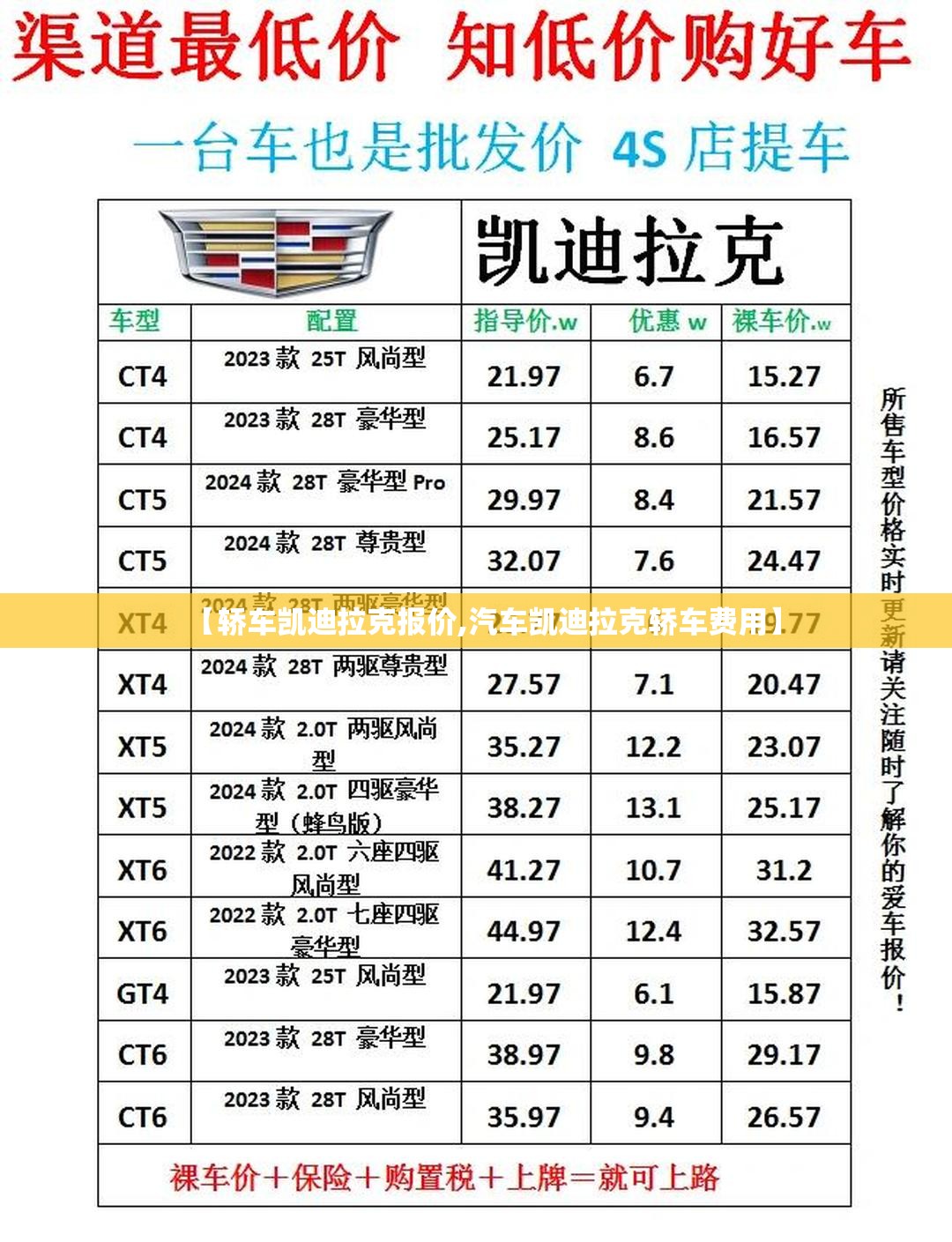 【轿车凯迪拉克报价,汽车凯迪拉克轿车费用】