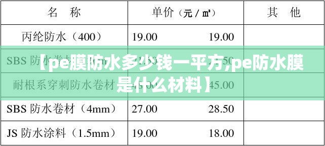 【pe膜防水多少钱一平方,pe防水膜是什么材料】