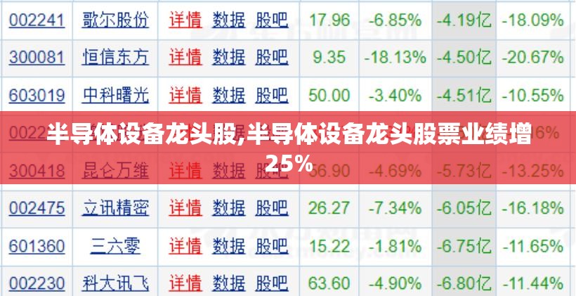 半导体设备龙头股,半导体设备龙头股票业绩增25%