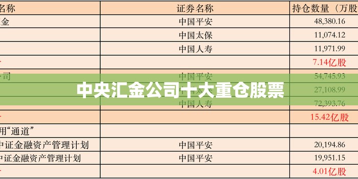 【中央汇金公司前十重仓股票/中央汇金公司持有的股票说明什么】