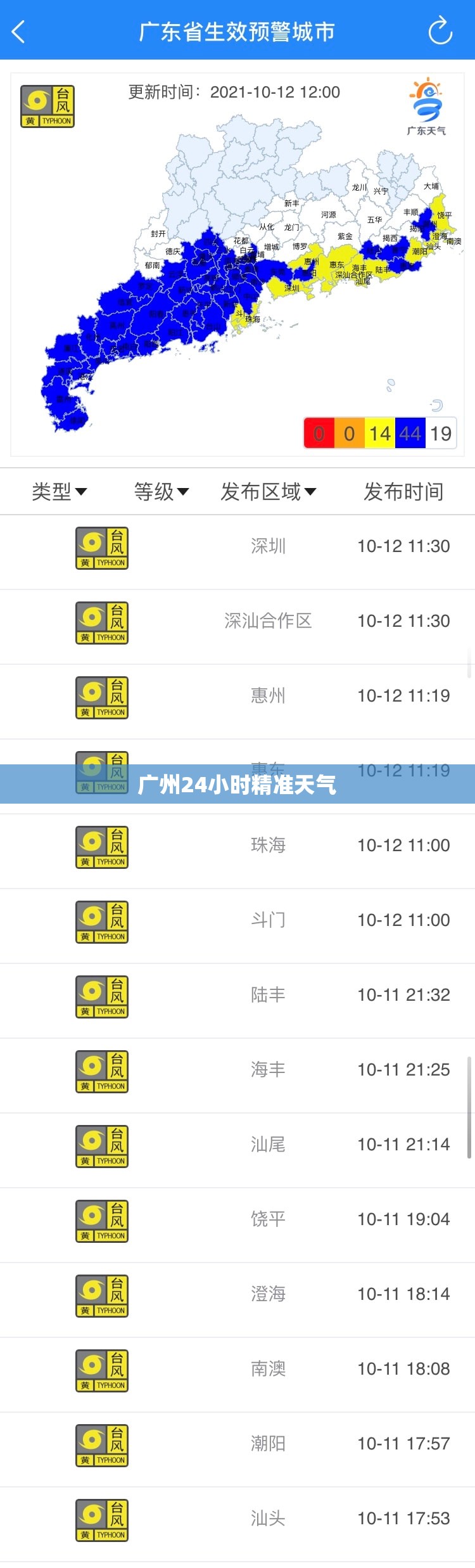 广州24小时精准天气/广州24h天气预报
