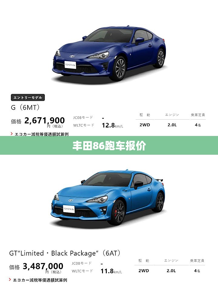 丰田86跑车报价(丰田轿跑86报价) 丰田86跑车报价(丰田轿跑86报价)
