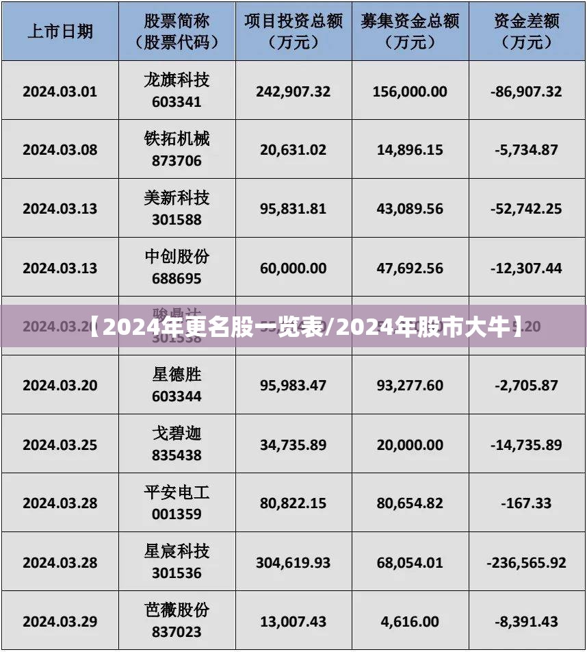 【2024年更名股一览表/2024年股市大牛】