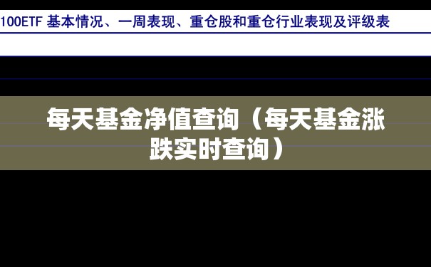 每天基金净值查询（每天基金涨跌实时查询）