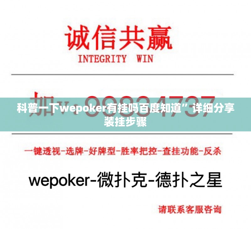 科普一下wepoker有挂吗百度知道”详细分享装挂步骤