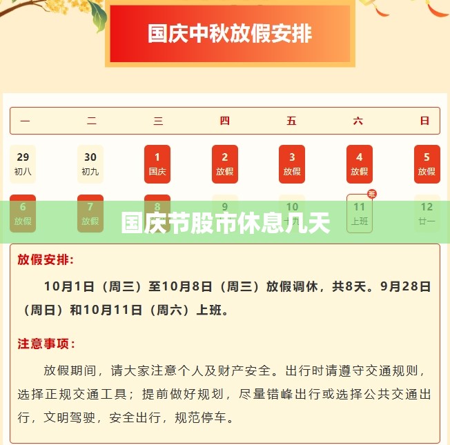 国庆节股市休息几天（国庆节股市休假时间安排）