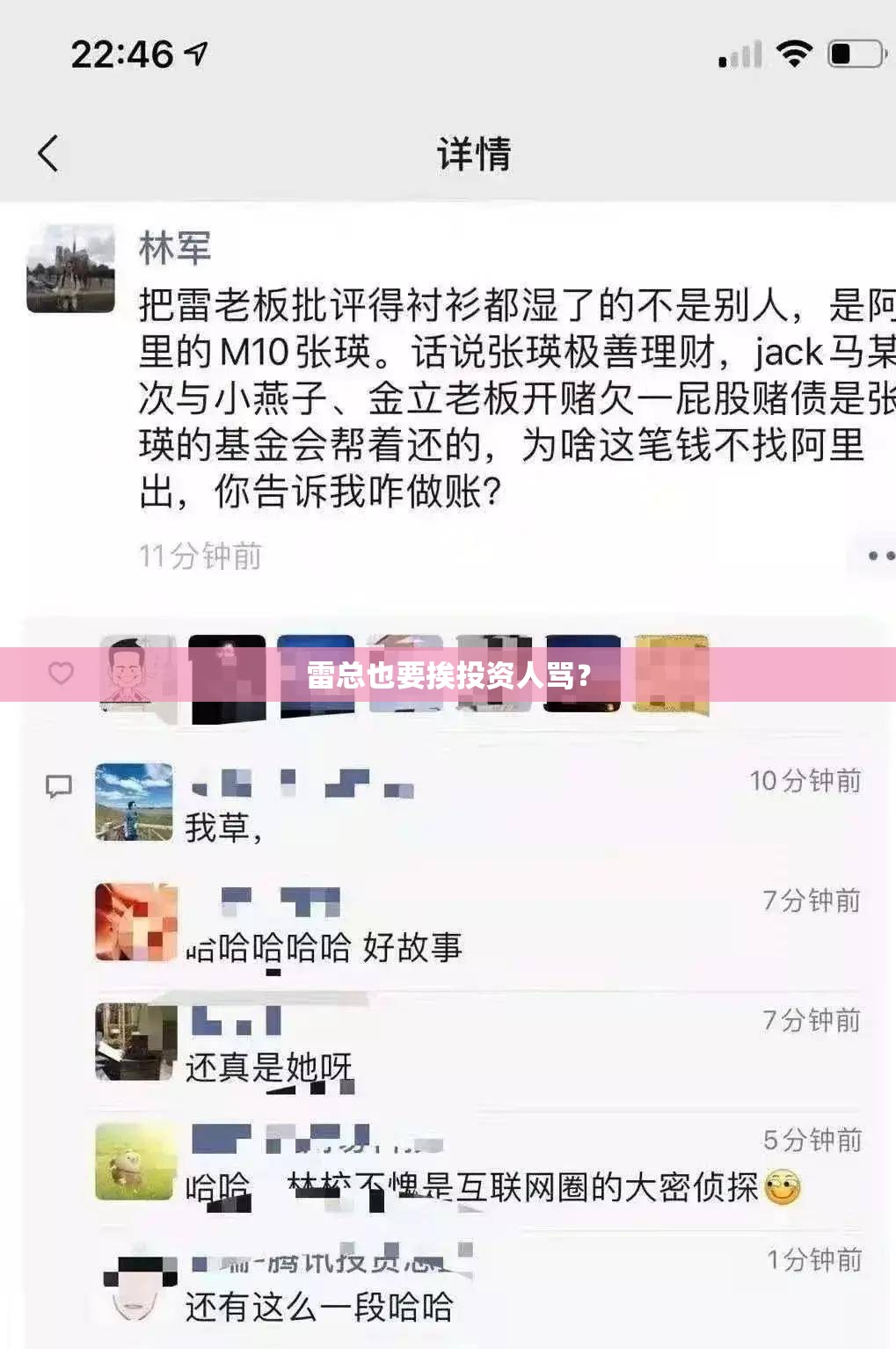 雷总也要挨投资人骂? 雷总也要挨投资人骂?