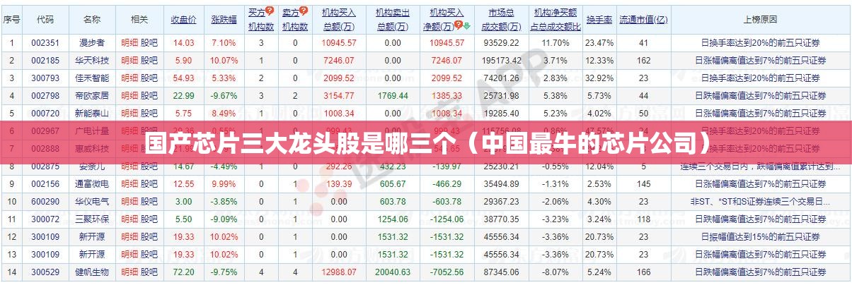 国产芯片三大龙头股是哪三个(中国最牛的芯片公司) 国产芯片三大龙头股是哪三个(中国最牛的芯片公司)