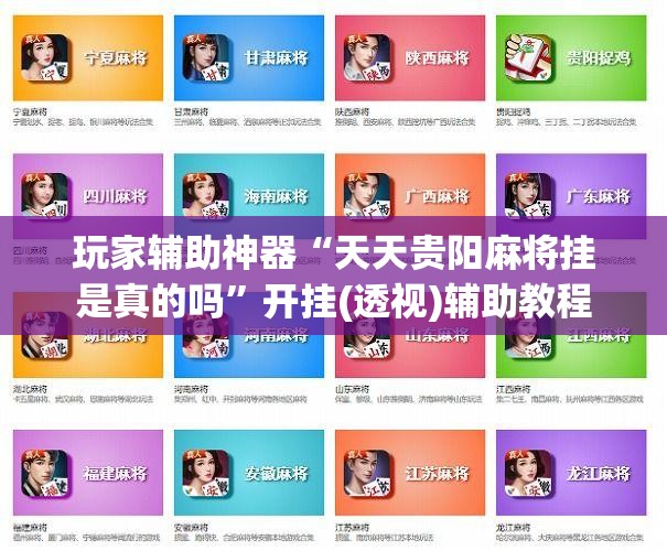 玩家辅助神器“天天贵阳麻将挂是真的吗”开挂(透视)辅助教程