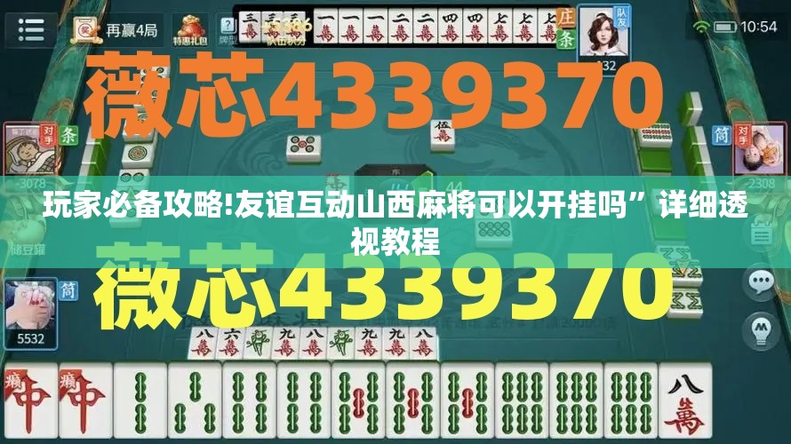 玩家必备攻略!友谊互动山西麻将可以开挂吗	”详细透视教程
