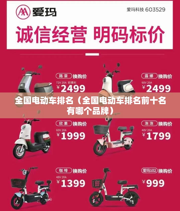 全国电动车排名（全国电动车排名前十名有哪个品牌）