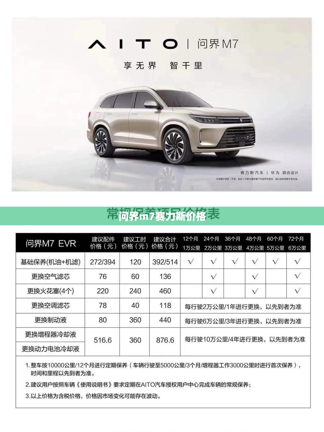 【问界m7赛力斯费用/问界m7赛力斯多少钱一辆落地价】
