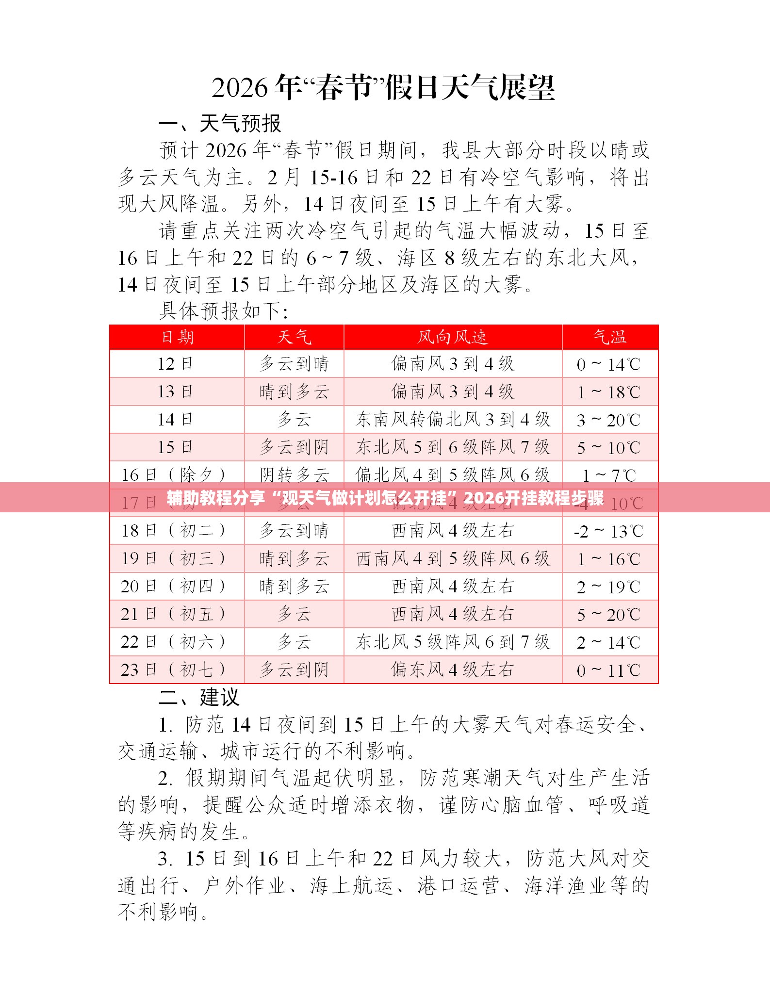 辅助教程分享“观天气做计划怎么开挂”2026开挂教程步骤