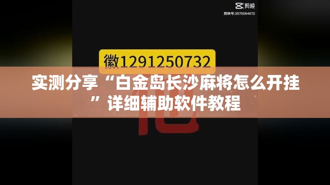 实测分享“白金岛长沙麻将怎么开挂”详细辅助软件教程
